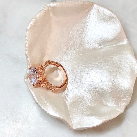 Rose Gold Plated Diamond Wedding Engagement Ring - Picture 7 of 11
